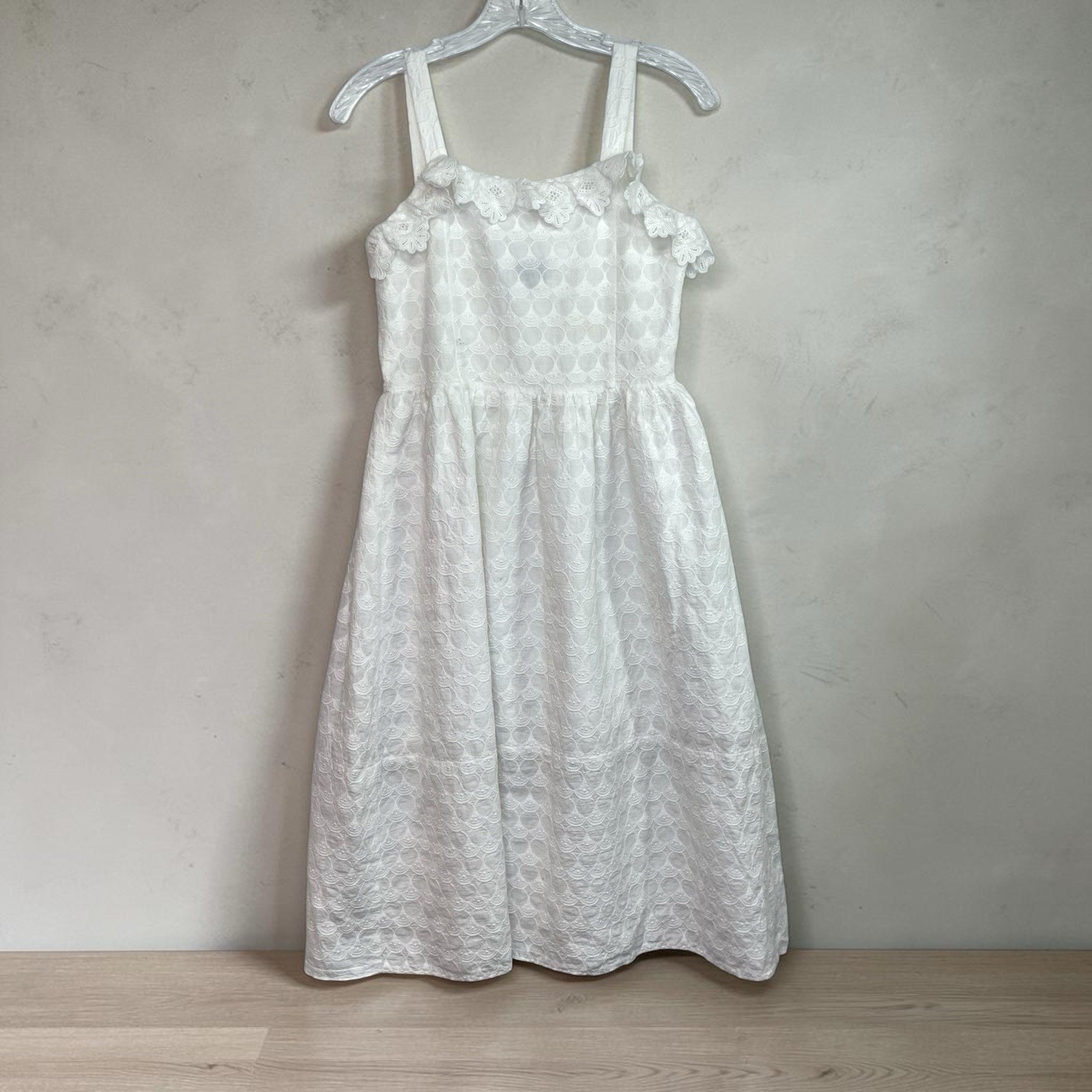 Midi Sundress Crochet Size S White Embroidered Romantic Cottagecore Shabby Chic