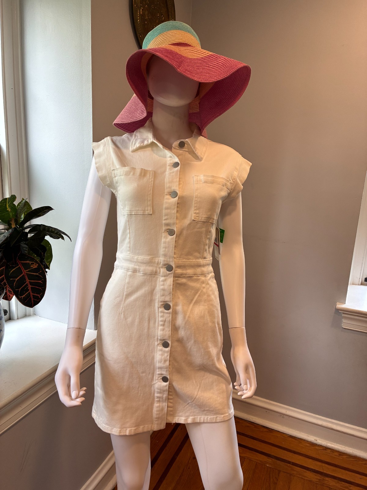 Ivory Tinsel point-collar denim shirt dress Size XSmall