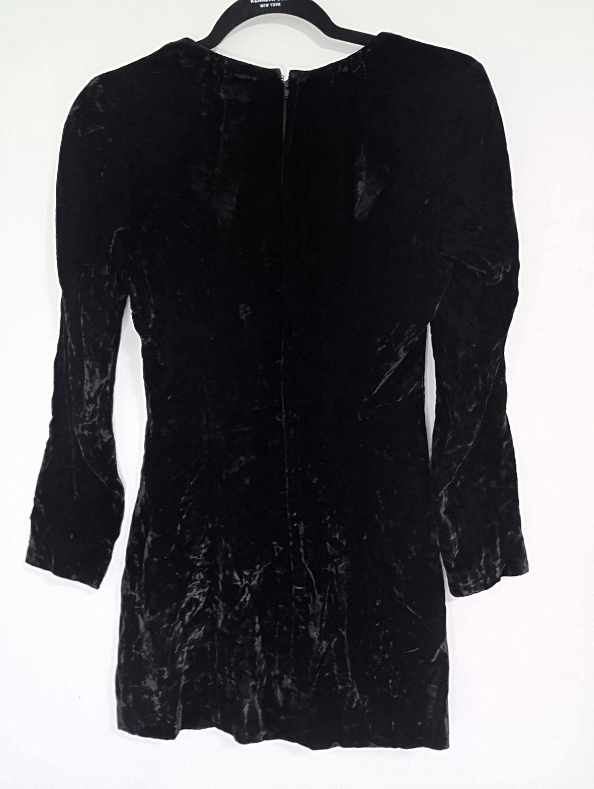 Cacharel Black Velvet Long Sleeve Mini Dress Size 36 Italy Viscose Acetate Linin