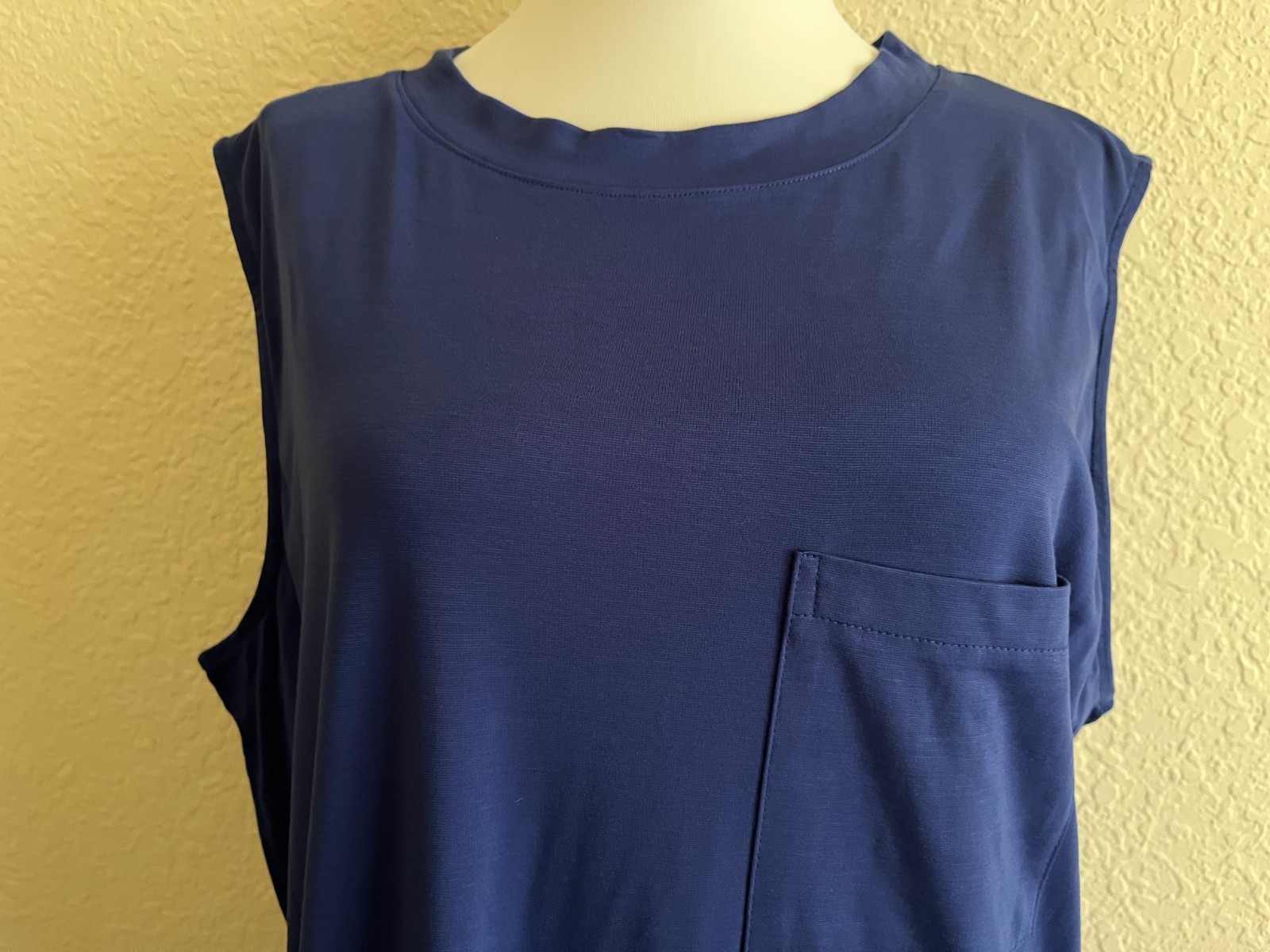 Jones NY XL Sapphire High Round Neck Sleeveless Pullover Viscose Knit Dress NEW
