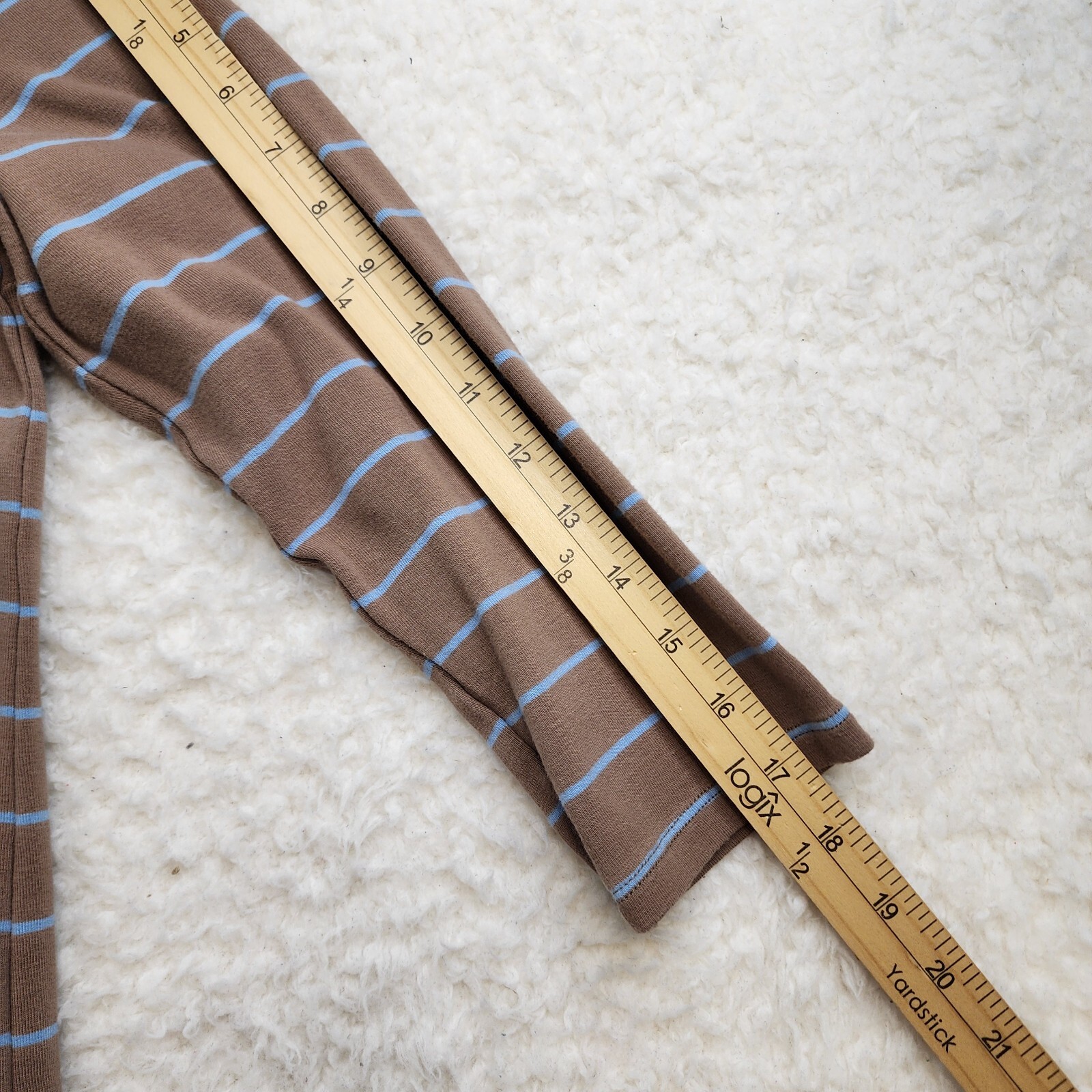 Mod Ref Maxi Cotton tshirt Dress M Brown blue Stripes 1/2 Slv Casual Minimalist