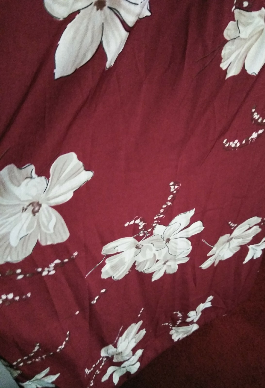 Pretty Burgundy* Cream Floral Off Shoulder Elastic Waist High Low Maxi M