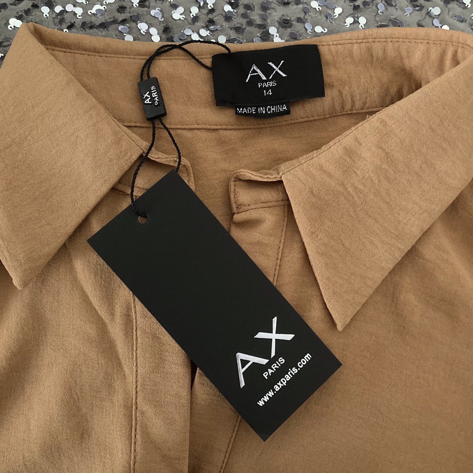 Camel Collared Long Sleeve Front Button Fastening Waist Tie Midi Shirt Dress 8