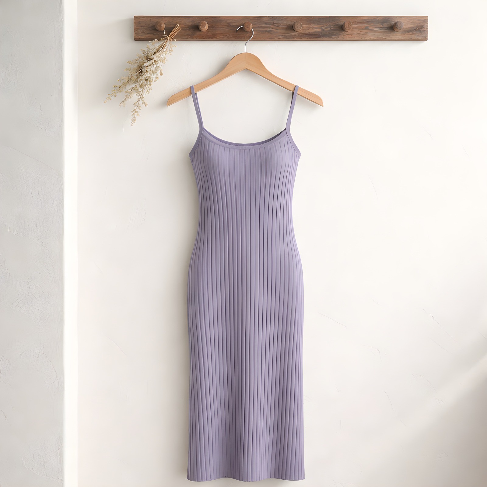By Together Ribbed Knit Midi Dress Womens Medium Lavender Grey NEW L4645