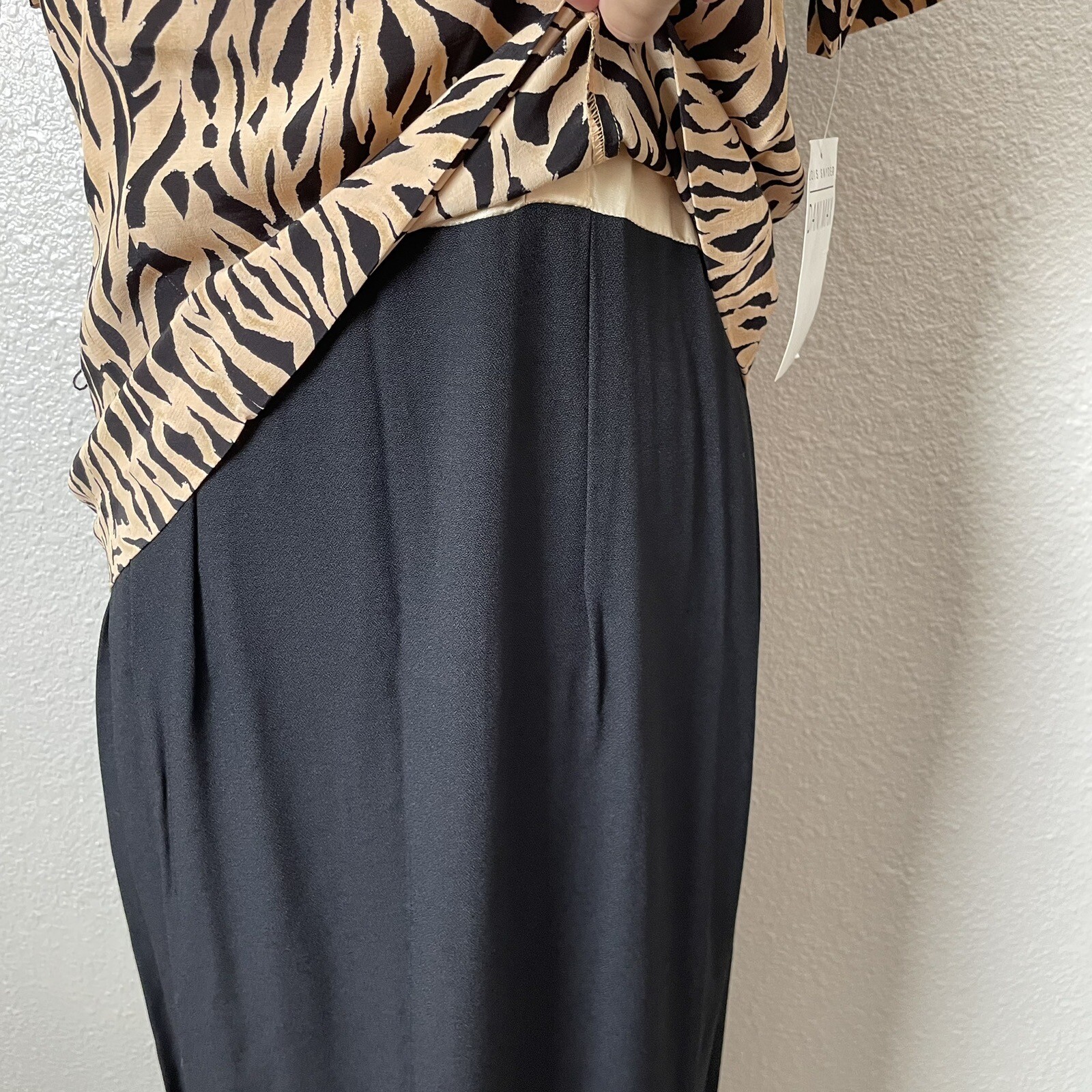 Lois Snyder Dani Max Tiger Office Evening Maxi Dress 90s 80s Vintage Modest 12