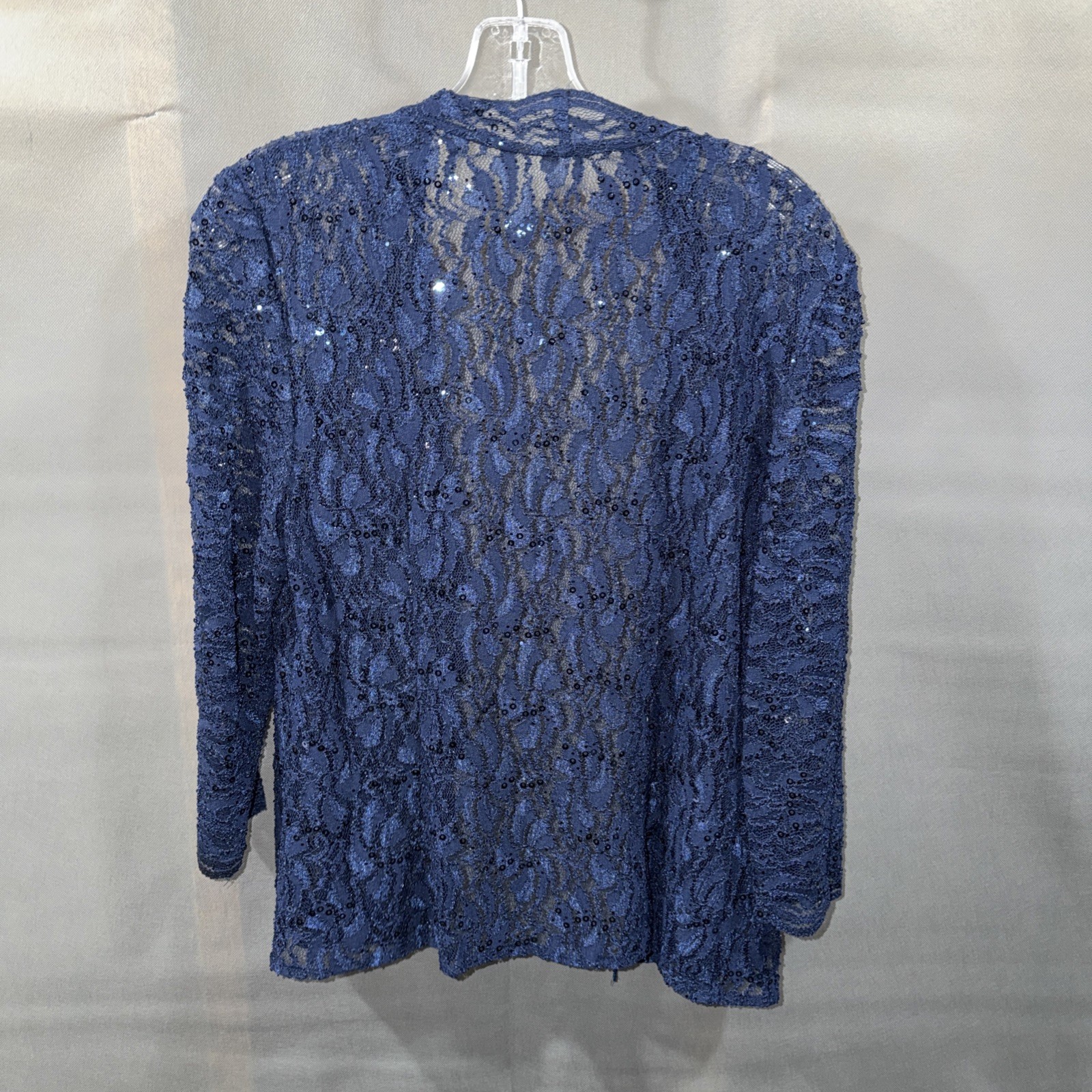 Alex Evenings Dress With Jacket Midi Length Sequin Lace Size 8 Blue Approx 40” L