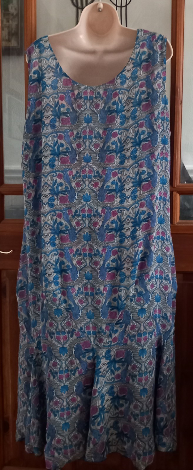 VTG Look Double Layer Chiffon Reversible Midi Dress Size 18 20 Boho Hippy