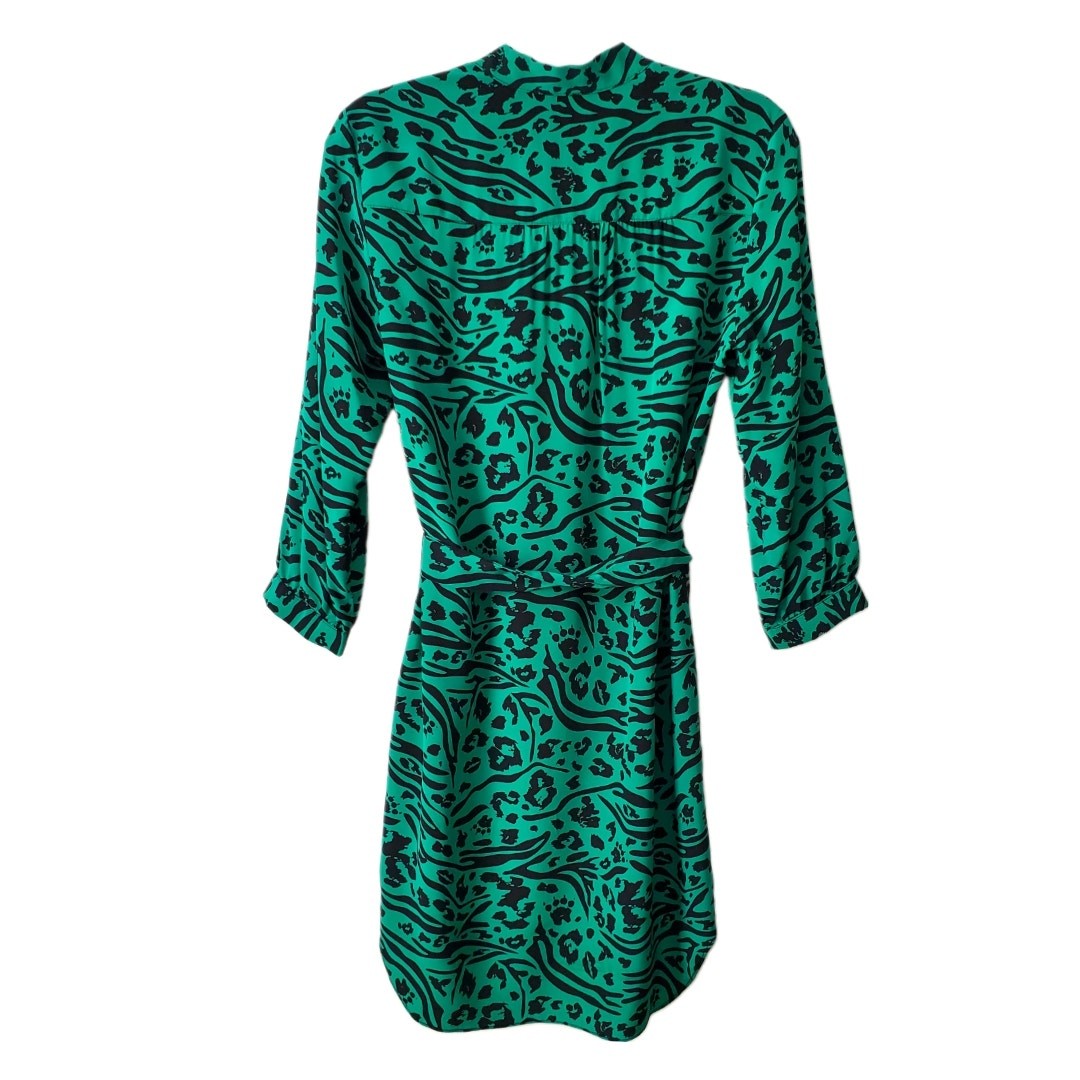 Amanda Uprichard Kelly Green Black Silk Belted Dress S Modern Career Classic USA