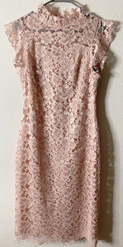 New. Enfocus Studio Studio Rose-pink lace cocktail dress,