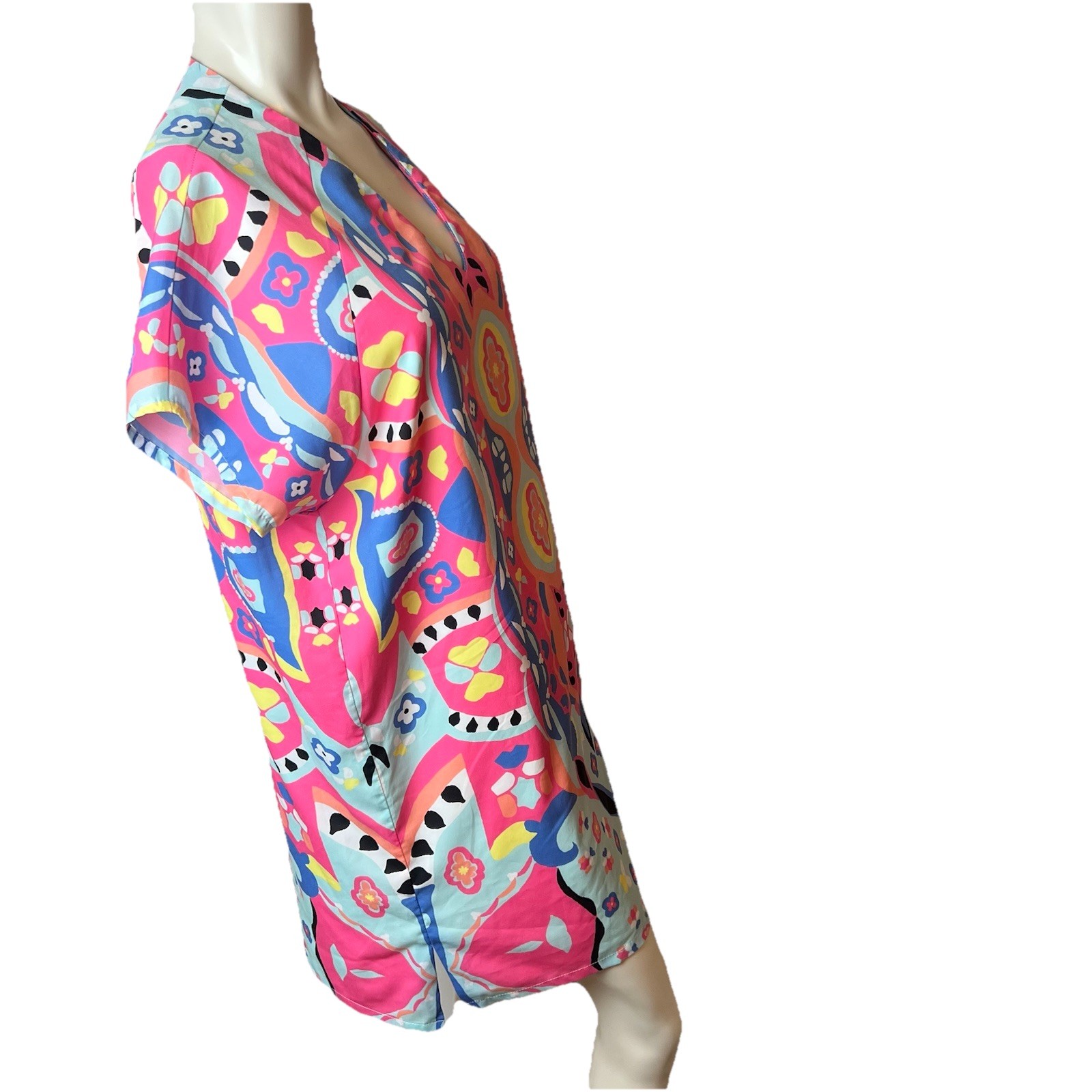 Britt Ryan Bohemian Print Pockets Polyester Mini Shift Dress Size Med
