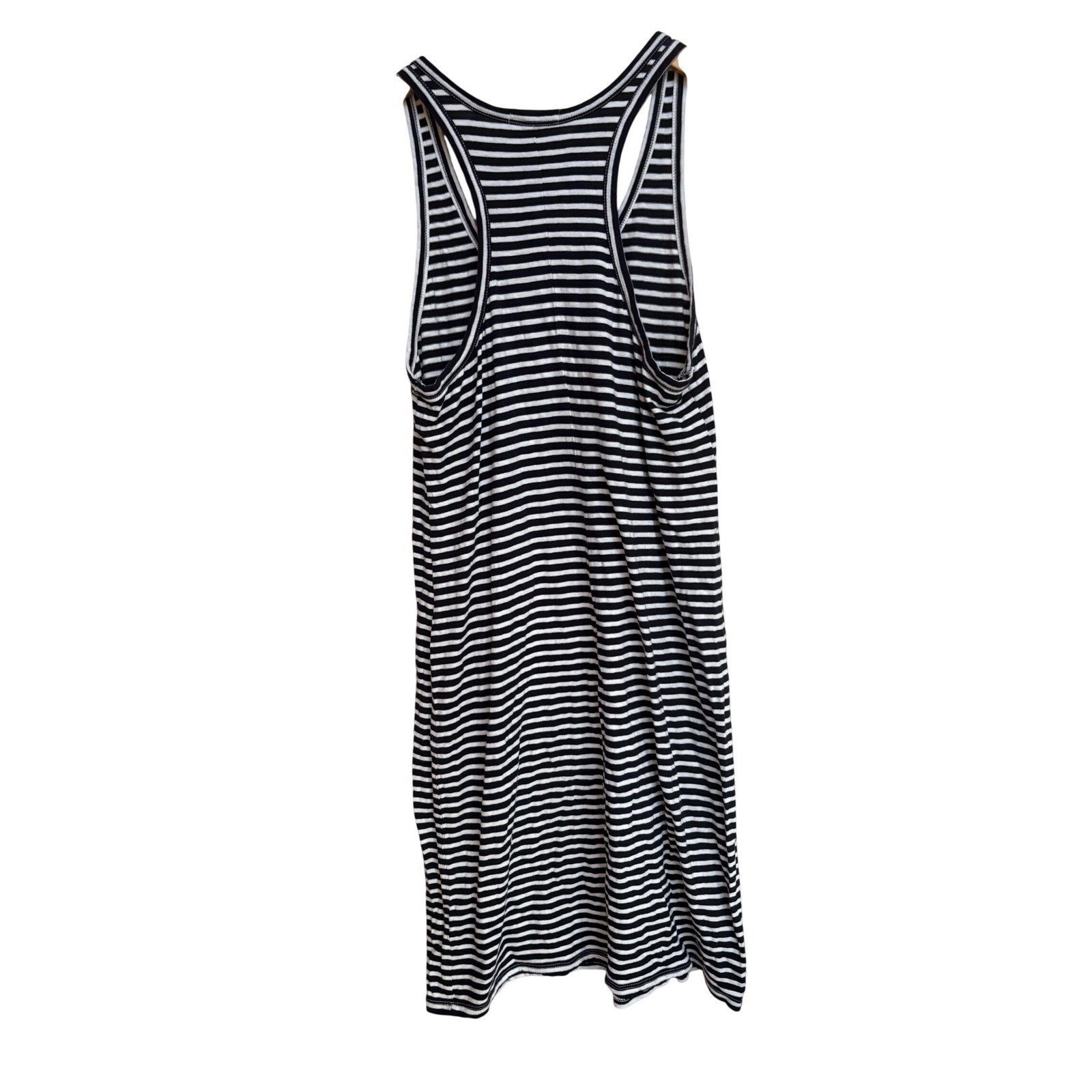 J.Crew Striped Tank Dress Large Navy Blue White Sleeveless Racerback Midi Knit