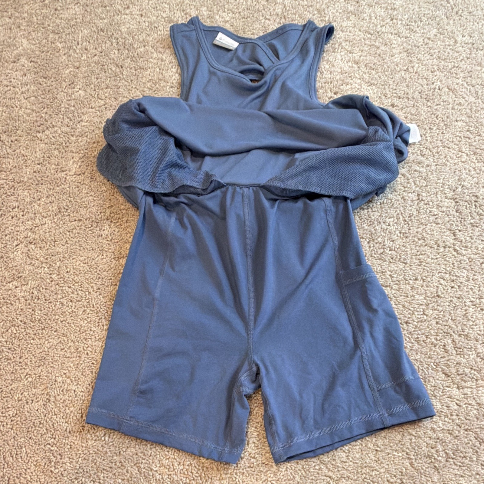 Columbia Womens XS Blue Solid Scoop Neck Tank Dress Stretch Built-In Shorts