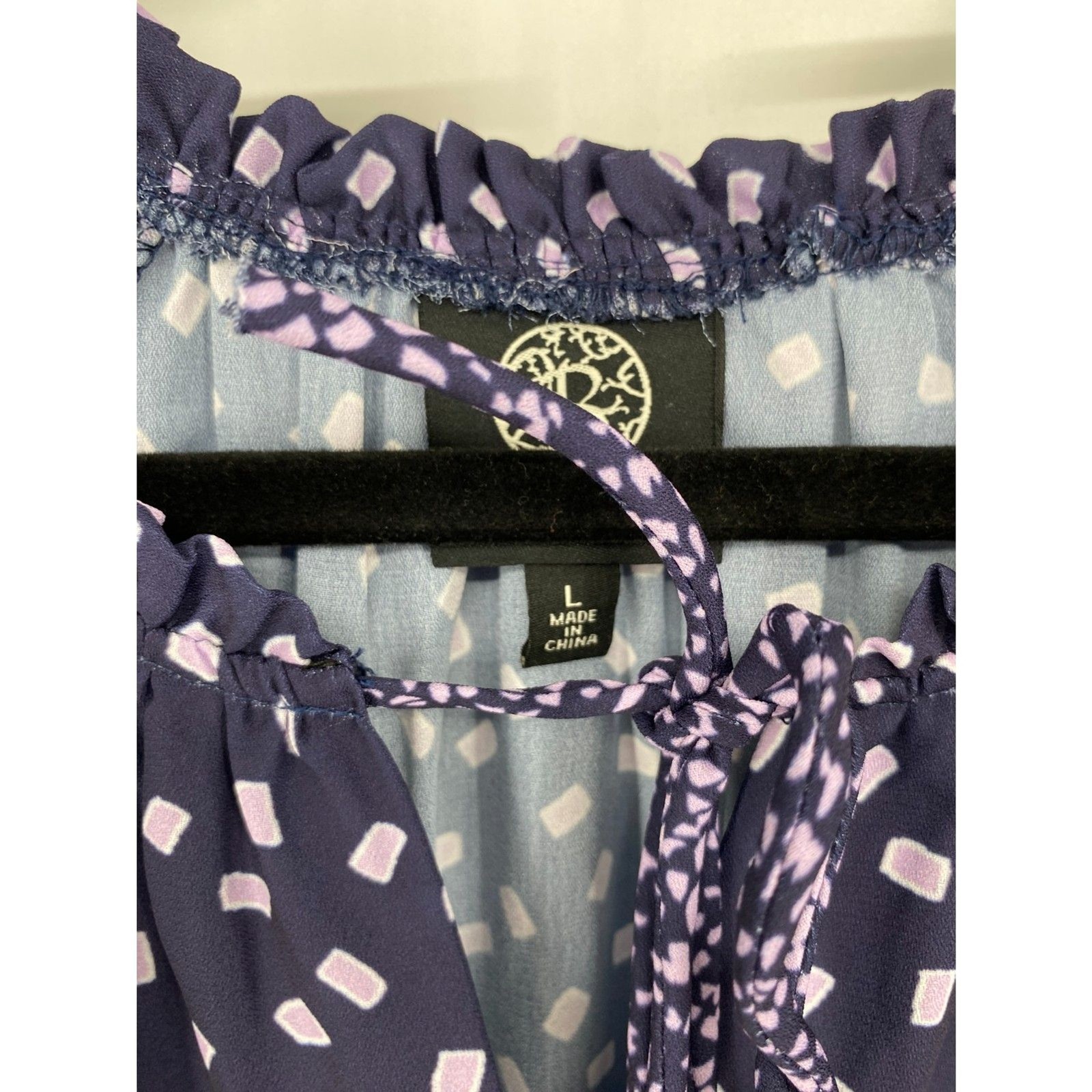 Bobeau blue purple dress rectangle dot womens Large