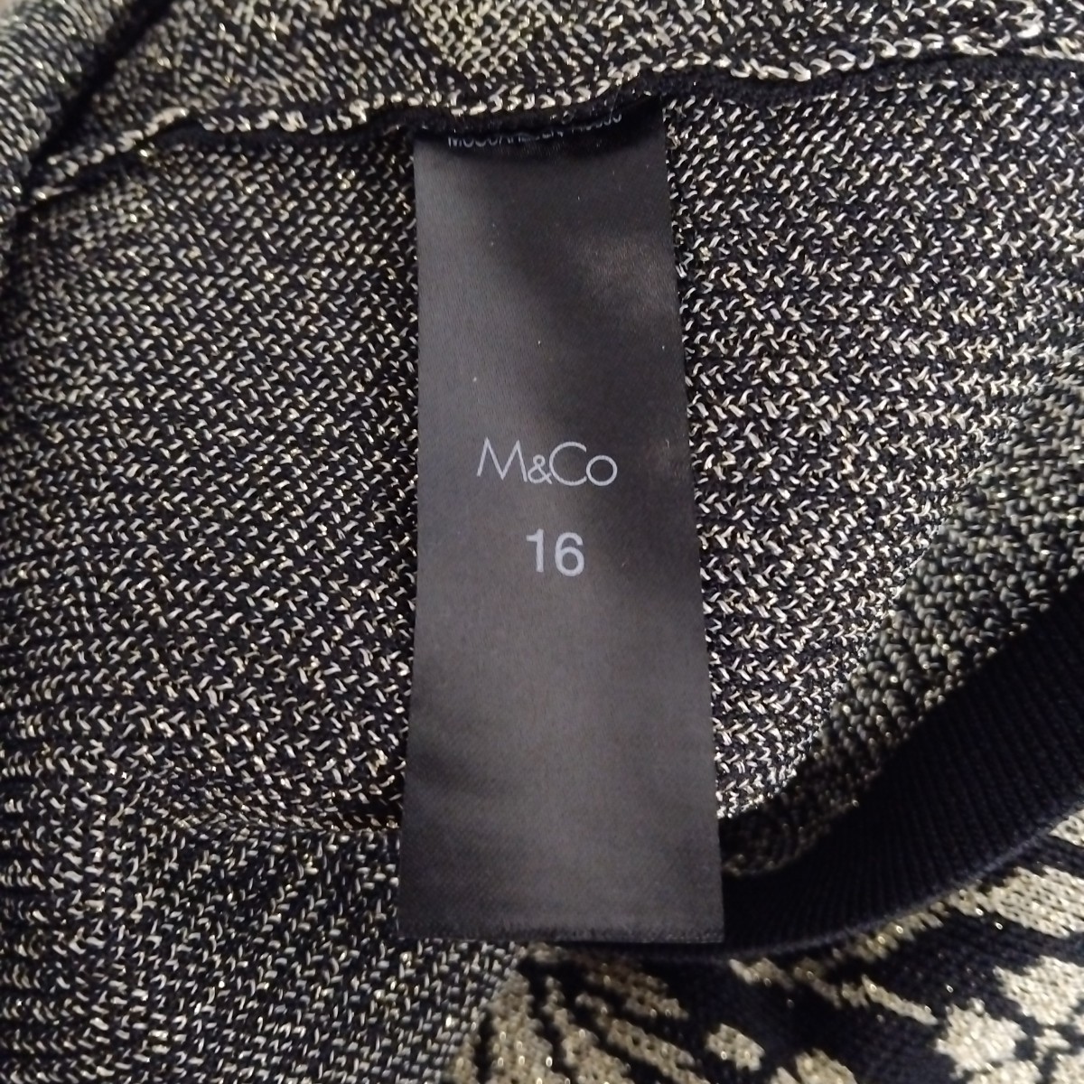 M&Co Floral Brocade Style Knitted Black & Gold Dress UK 16 BNWT Autumn Winter