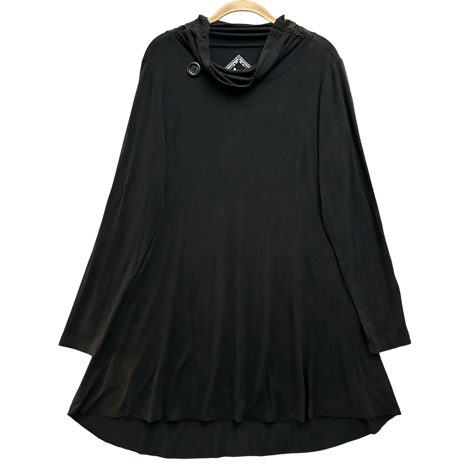 Nomads Hemp Wear XL Tunic Dress Bamboo Organic Cotton Cowl Neck Button Tie Back