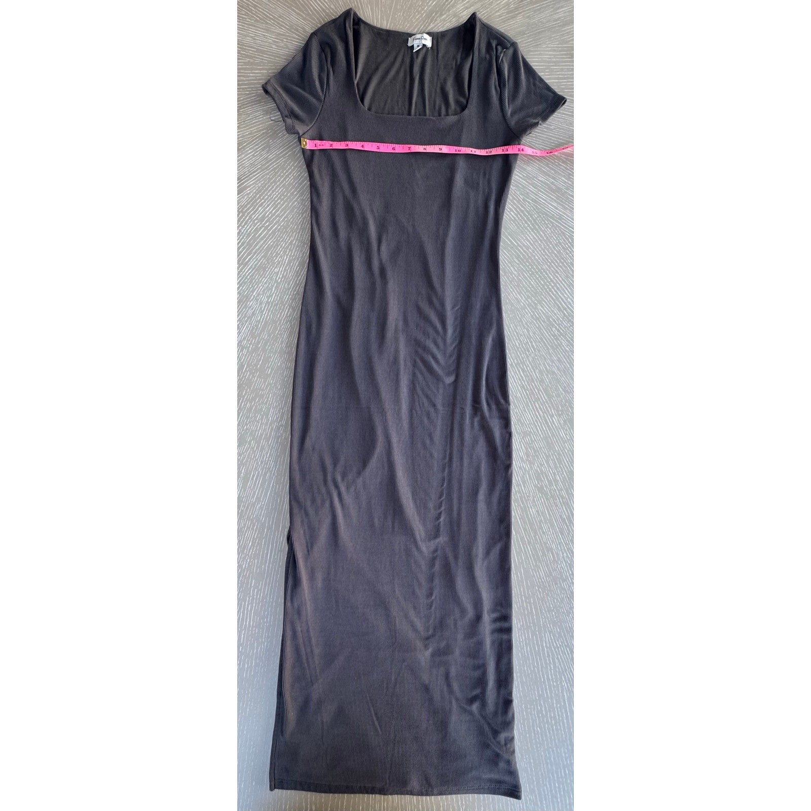 Faded Rose Ribbed Square Neck Maxi Dress Medium Whimsigoth