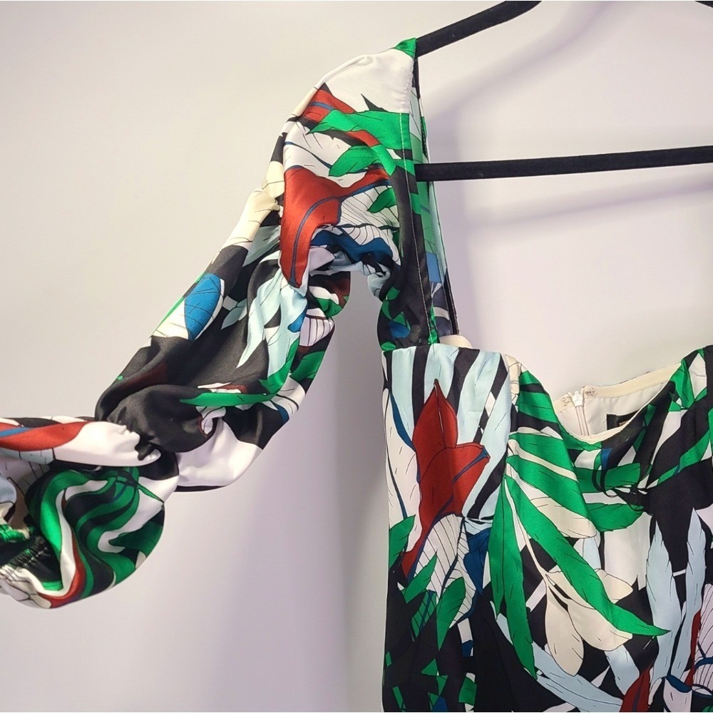 Alexia admor green white red multicolor floral off the shoulder dress size 12