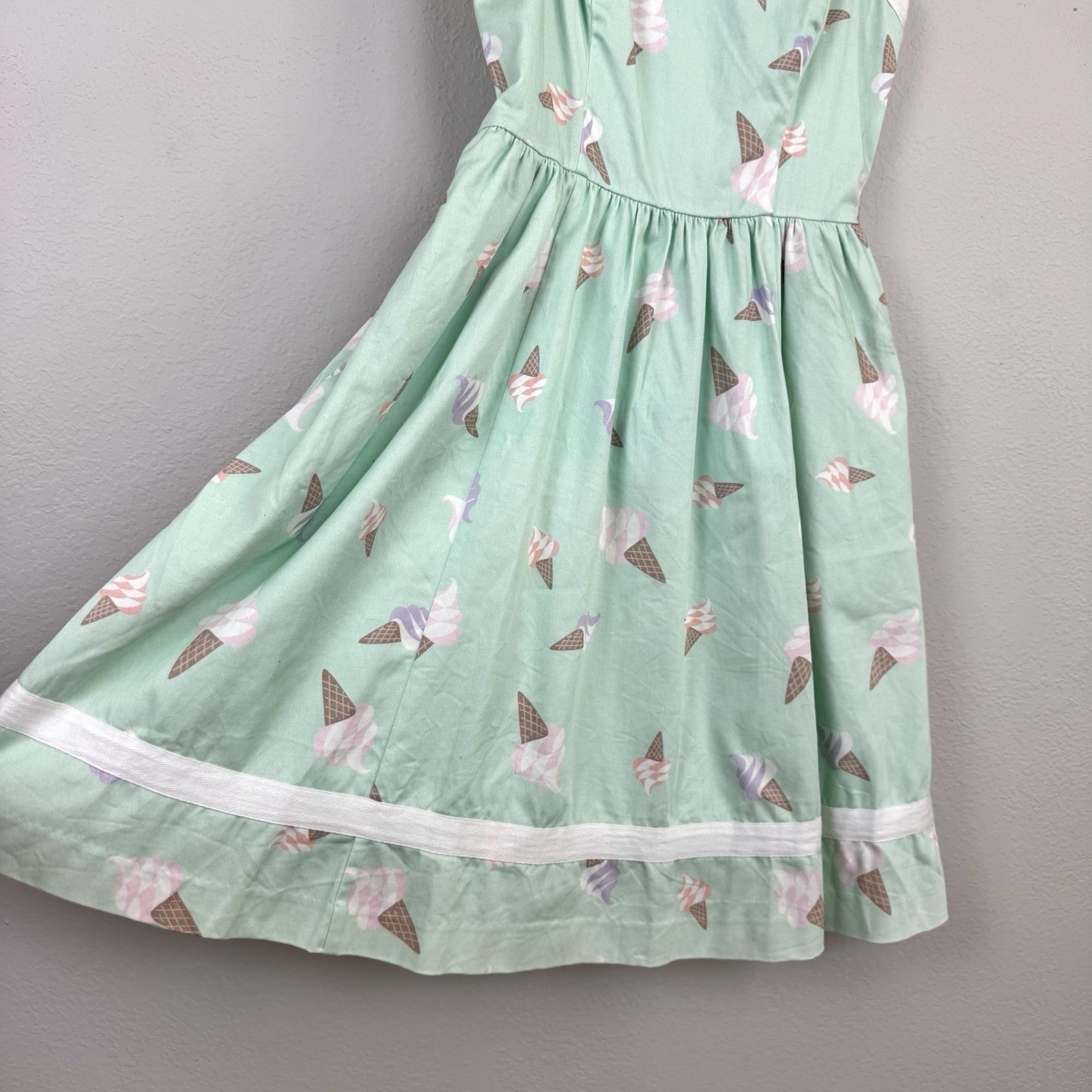Bea & Dot ModCloth Sweetest Treat Ice Cream Cone Dress S Mint Green Pinup Retro