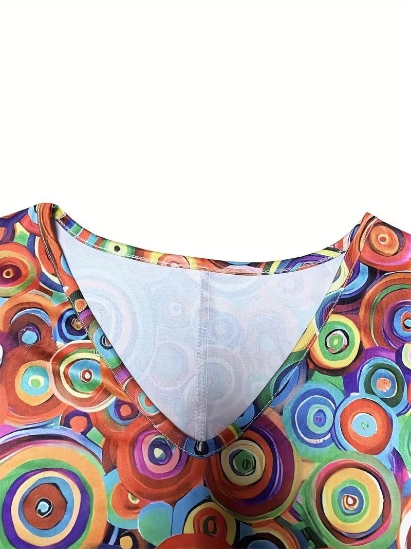 Plus 5XL (Size 22) Retro Psychedelic Circle Art Dress ✨New