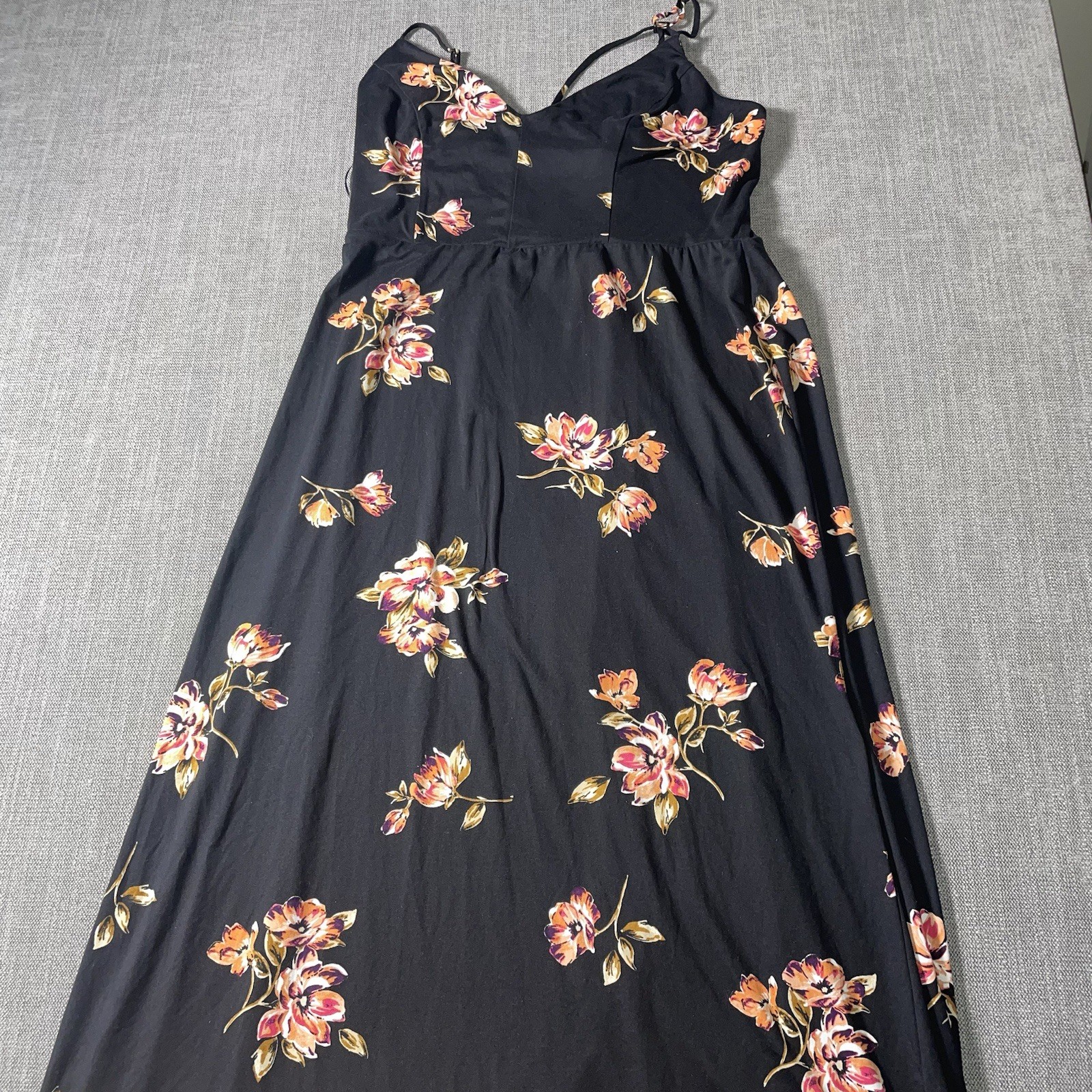 Nine Britton Black Floral Crisscross Strap Maxi Dress Women’s XXL