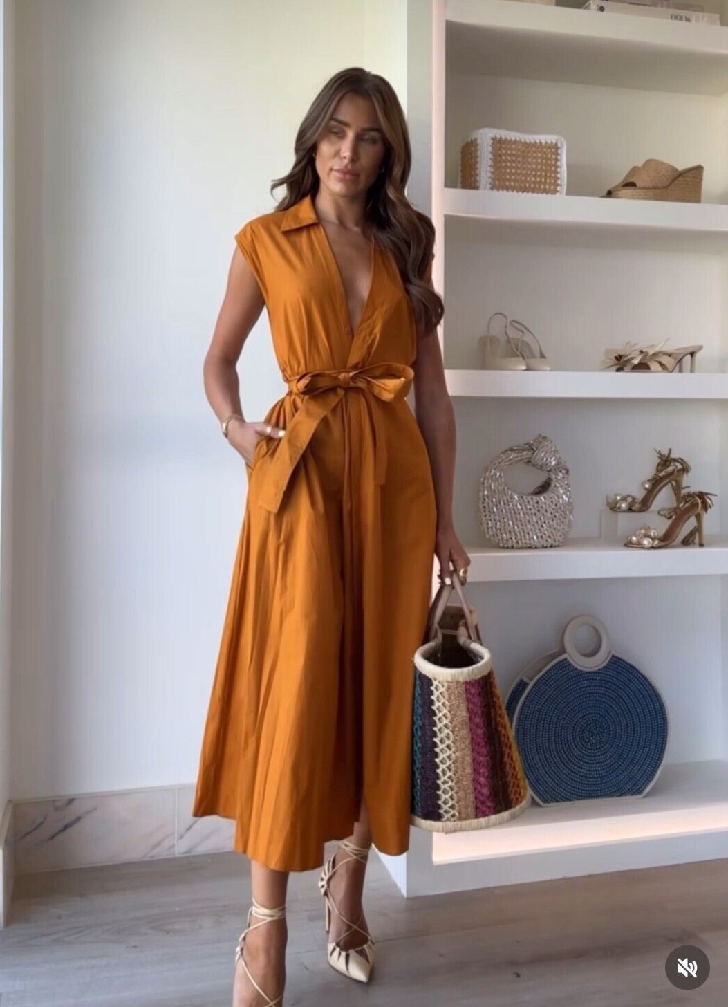 NWT_ZARA ss24 ZW COLLECTION POPLIN SHIRTDRESS Burnt orange | 4786/134_XS-XL
