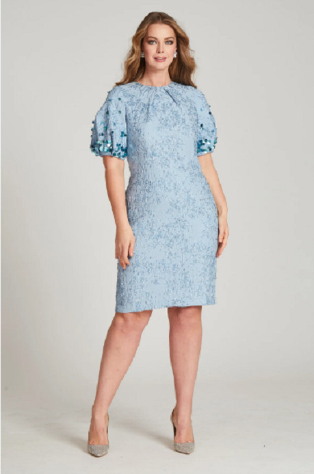 TERI JON Jacquard Beaded Sleeve Sheath Dress (size 18)
