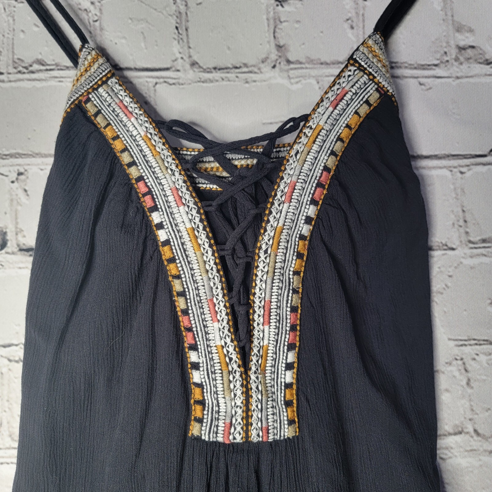 Bcbgeneration Embroidered Lace Up A-Line SunDress Size S
