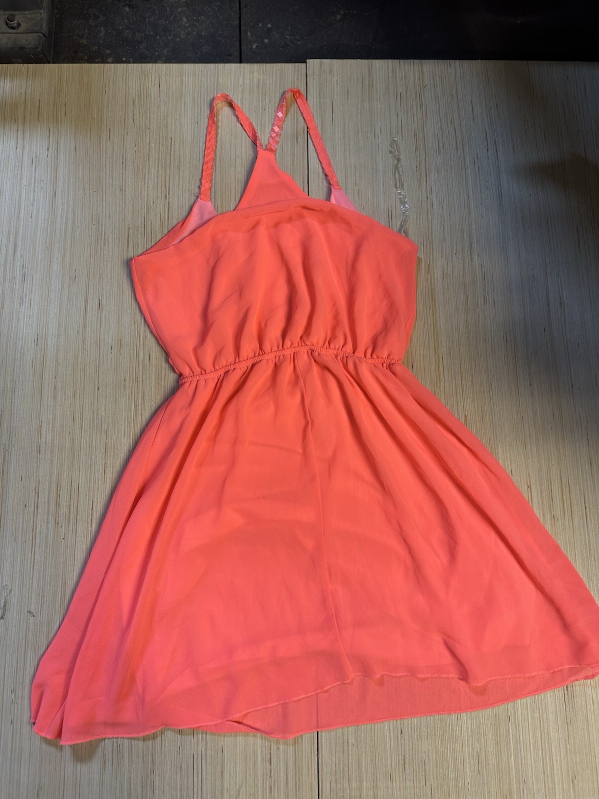 rue21 Orange Polyester Chiffon Solid Mini Dress Sleeveless Pullover Women M