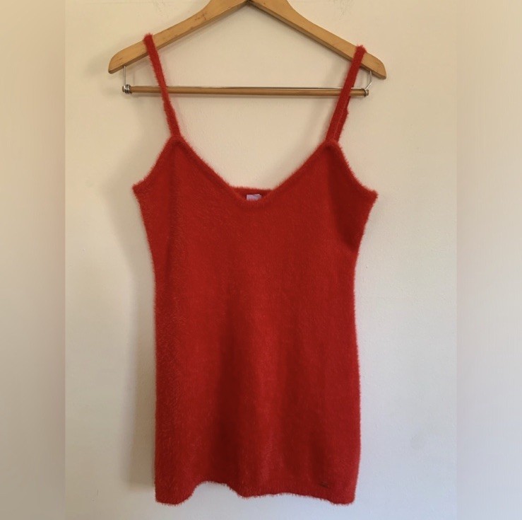 Savage X Fenty Vibrant Red Fuzzy Sleeveless Scoop Neck Mini Dress M