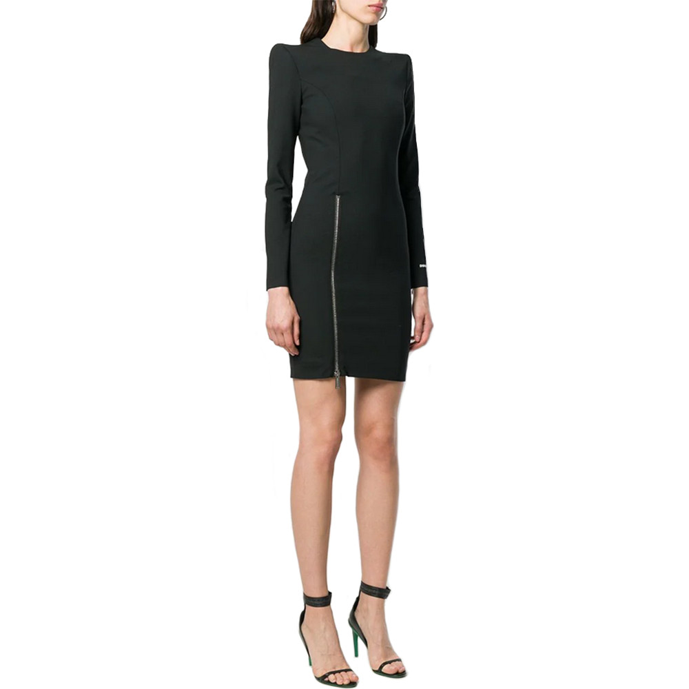 DSQUARED2 Pencil Dress Bodycon Zip Split Logo Mini Black Size 42 – RP £878.00