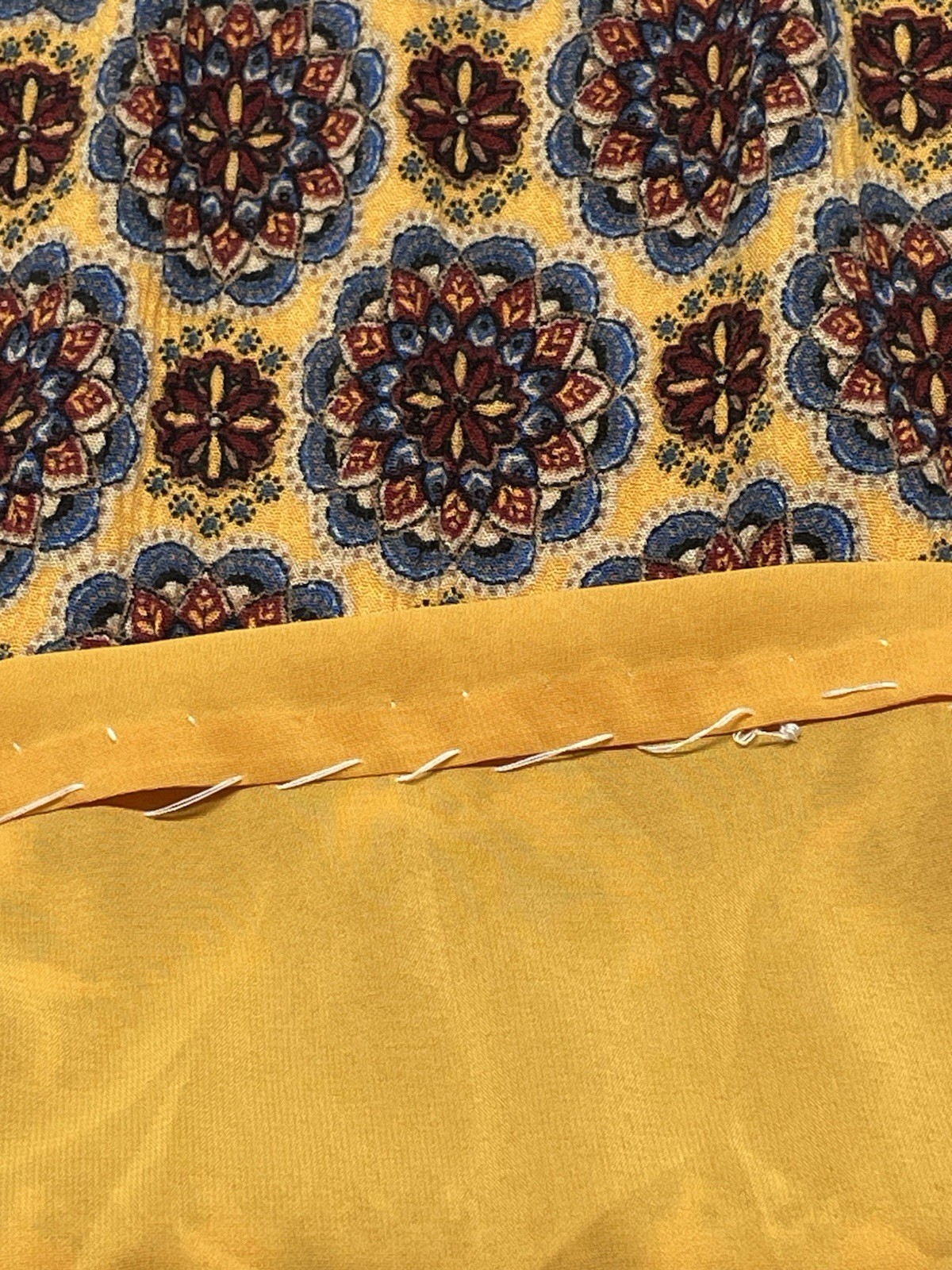 Golden Yellow Metallic Embroidered Mandala Dress Sz S Boho Funky Artsy Festival