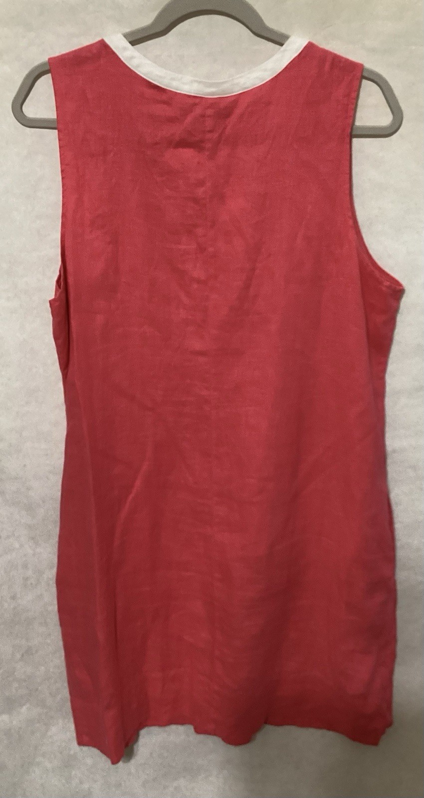 Tommy Bahama Coral Linen Dress Sequin V-Neck Sleeveless Shift Lined Women’s L
