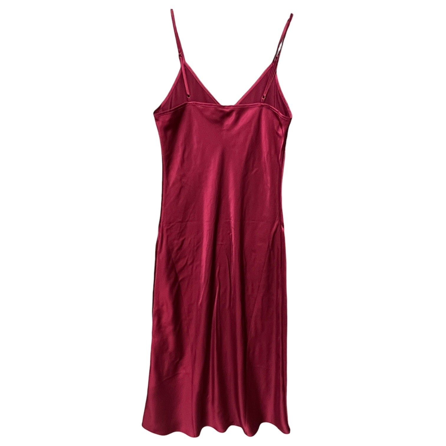 Quince 100% Washable Silk Bias Midi Slip Dress Mulberry Wine Midi V-Neck Small