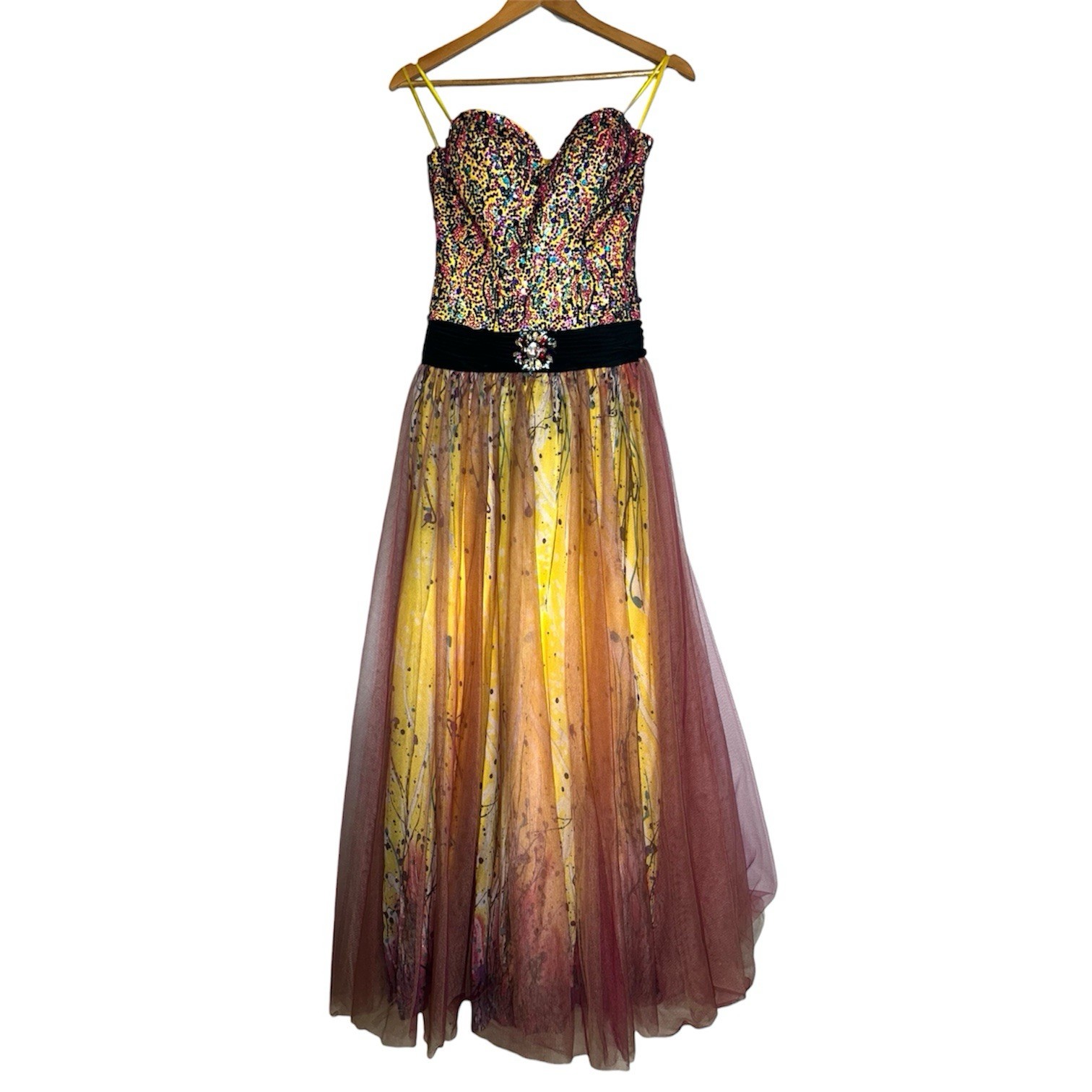 Jovani Multicolor Sequin Sweetheart Y2K Ballgown Prom Dress Tulle Nylon Size 2