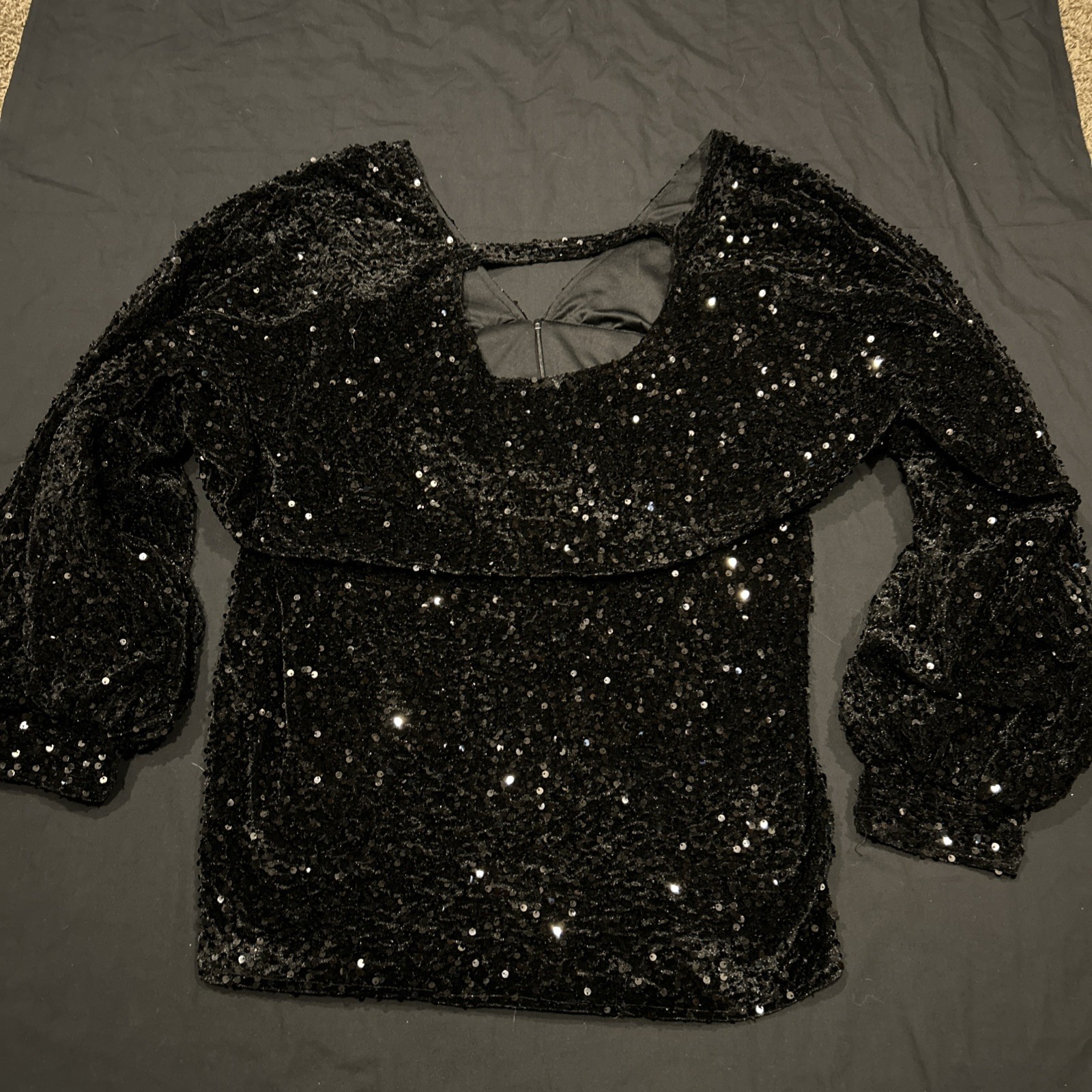 Boohoo Black Sequin Special Occasion Wedding Guest Dress Size 18 Lined A7