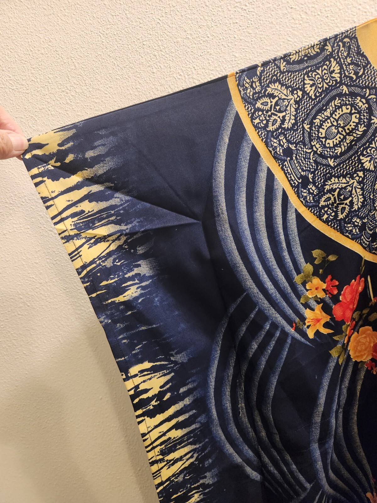 Tamsy Navy Rose Pattern Womens One Size Fits Most Kaftan 44-10