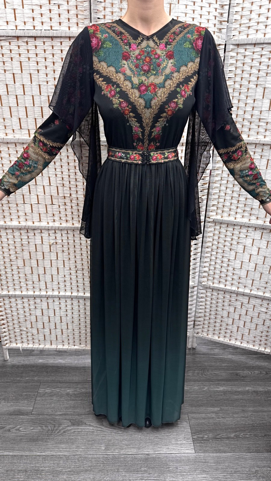 Negrin Elegant Full length Floral dress Size – S – NWT.