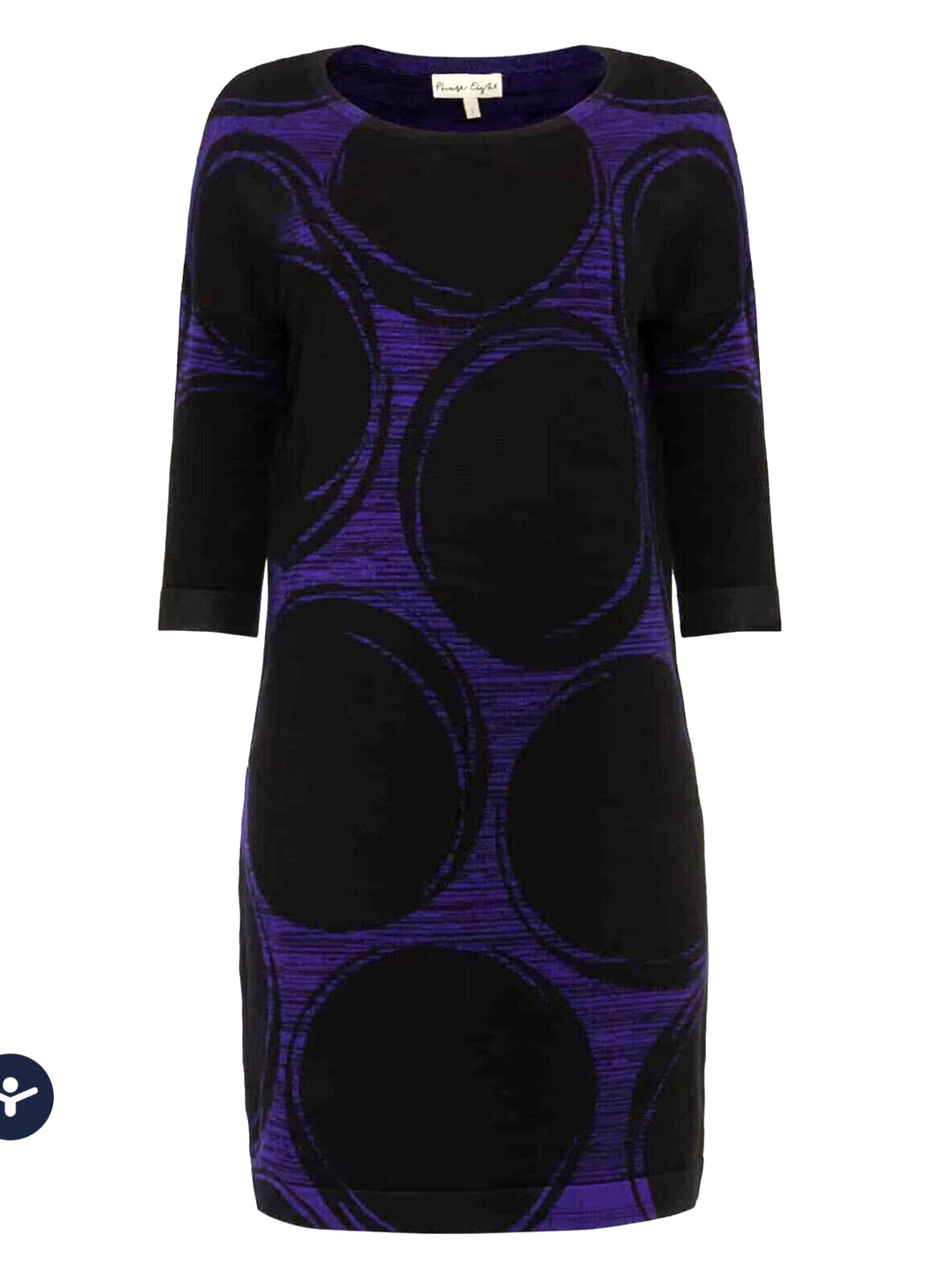 Phase Eight Black & Cobalt Blue Sammy Spot Knitted Dress Size 12