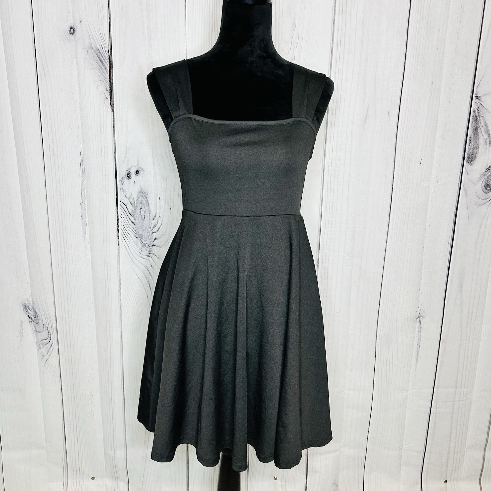 Shein A-Line Bodycon Black Mini Dress Size M Wide Straps