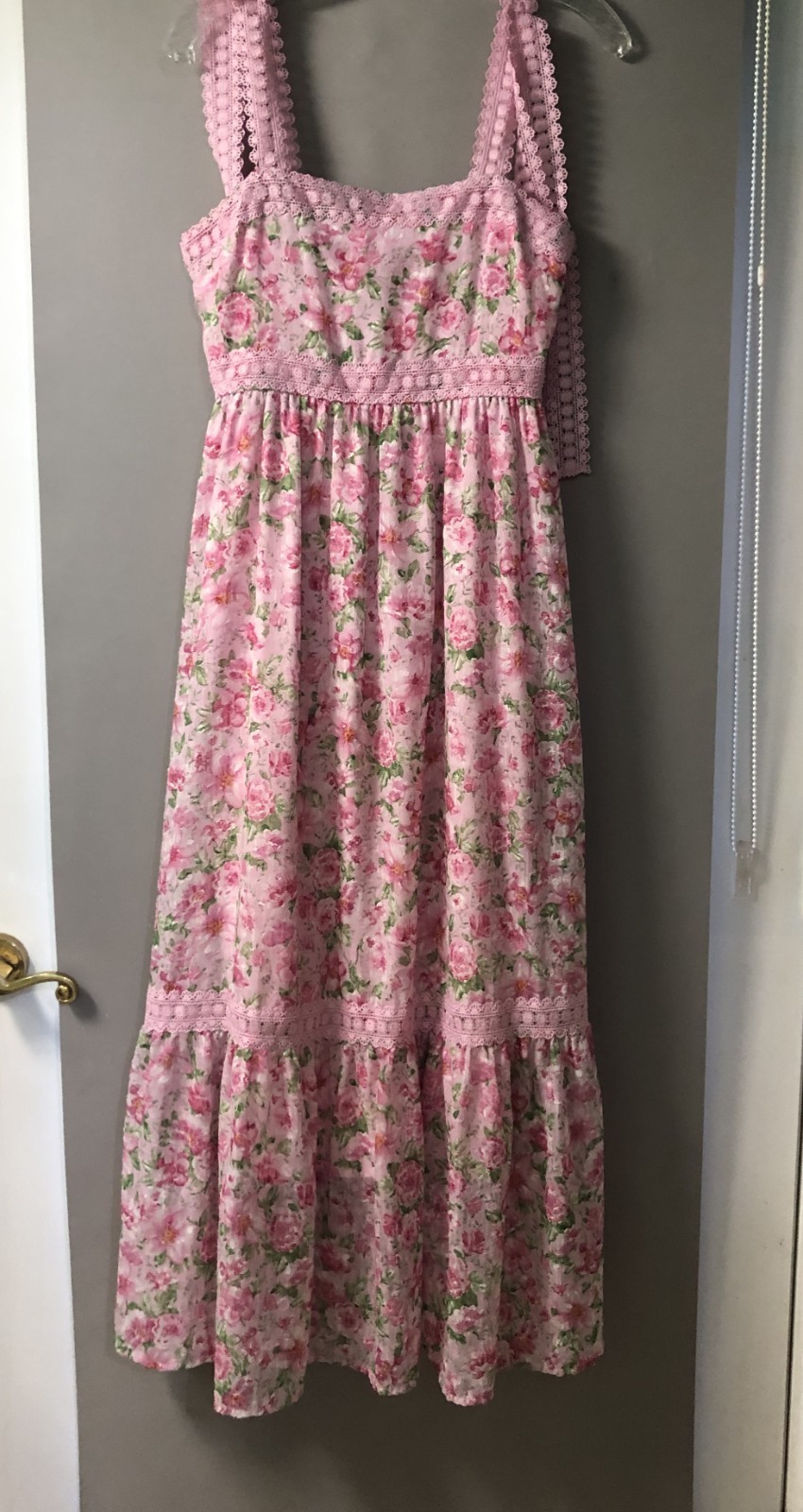 Size Medium By The River Pretty In Pink Floral & Lace Maxi Dress