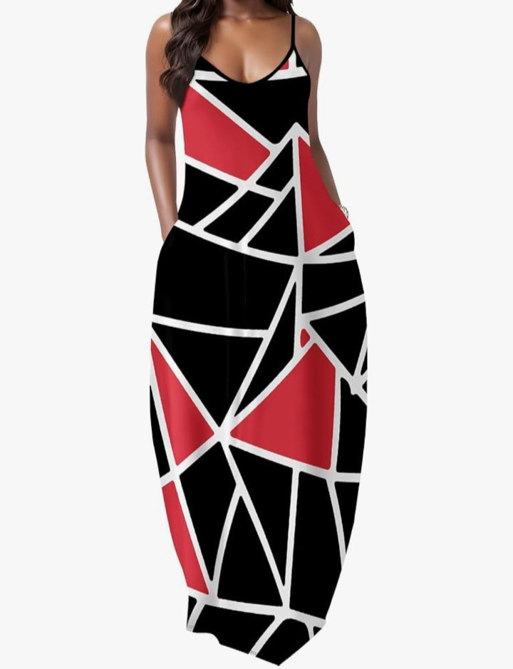 summer maxi with pockets-orange and black – small to medium