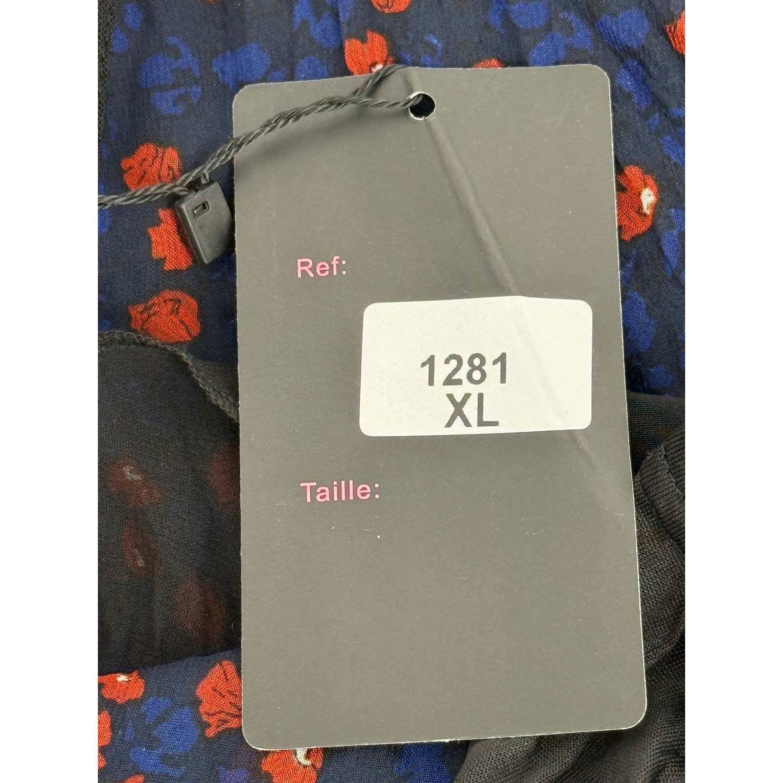 C’Melodie Paris Womens Navy Blue Red Floral Silk Blend Chiffon Dress Sz XL NEW