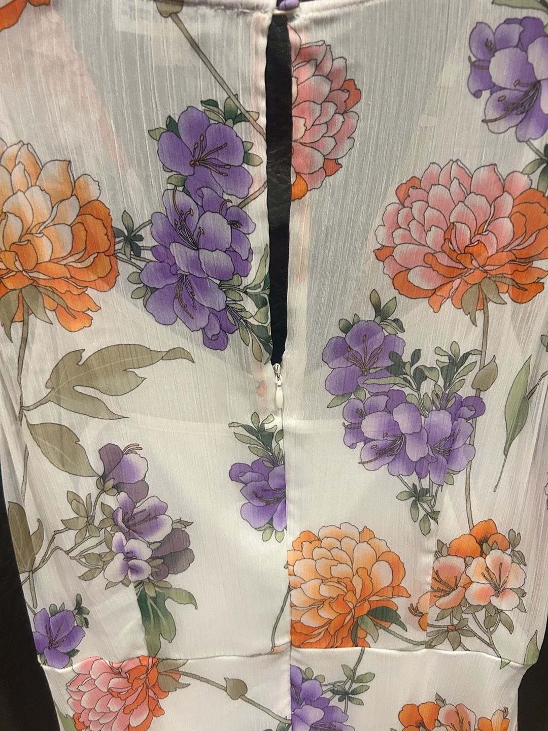 Calvin Klein Sleeveless Floral Chiffon High-Low Maxi Dress Size 8