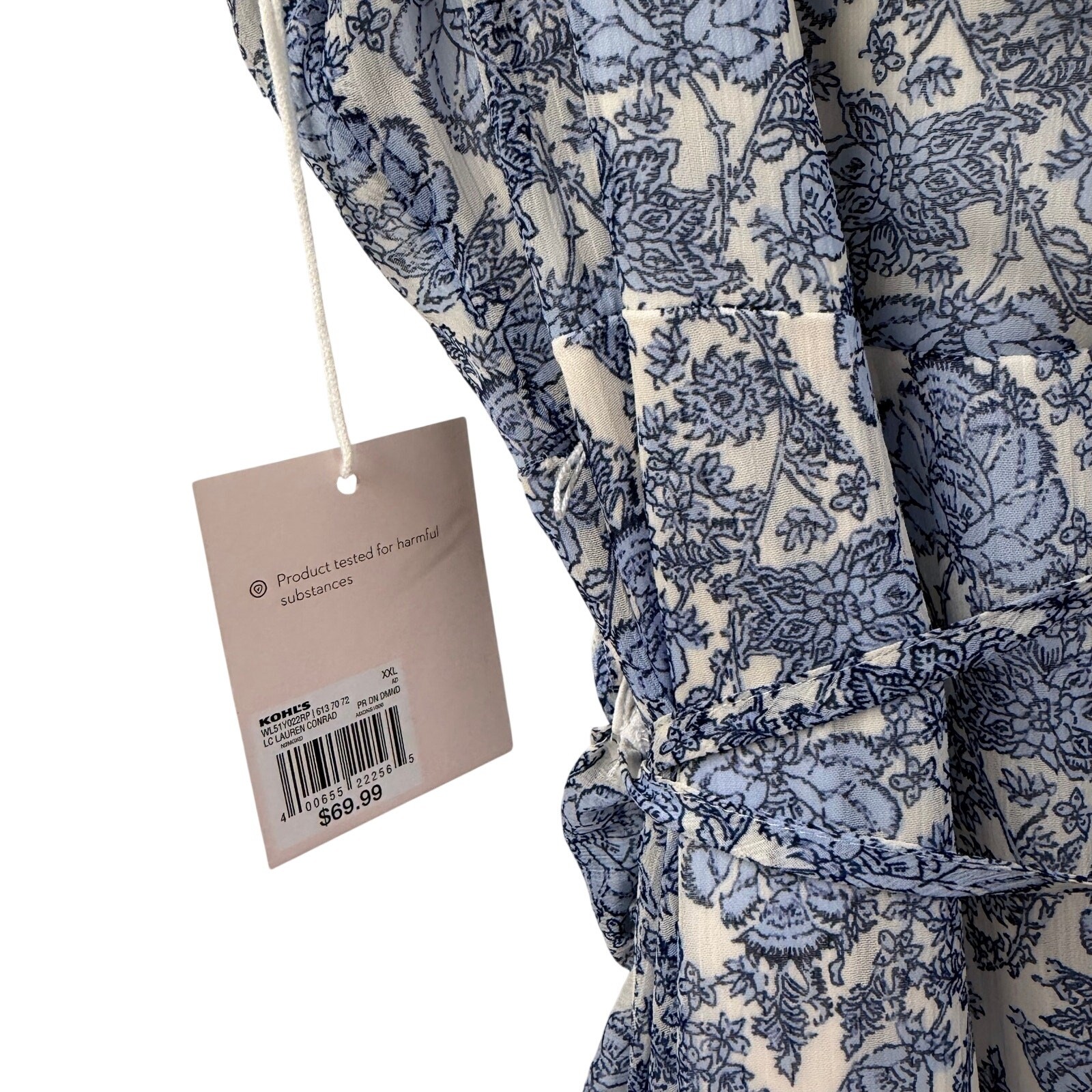 LC Lauren Conrad Hi Low Floral Wrap Dress Ruffle XXL Blue NWT