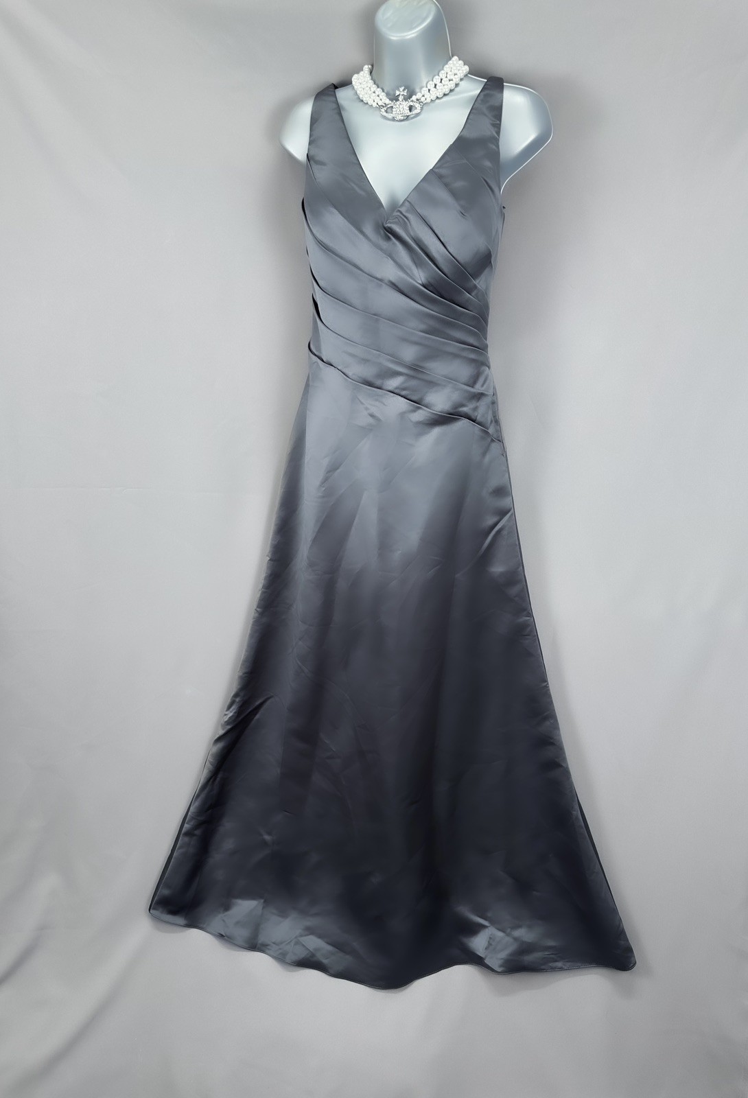 Veromia grey sleeveless bridesmaid/occasion long maxi gown dress size 14