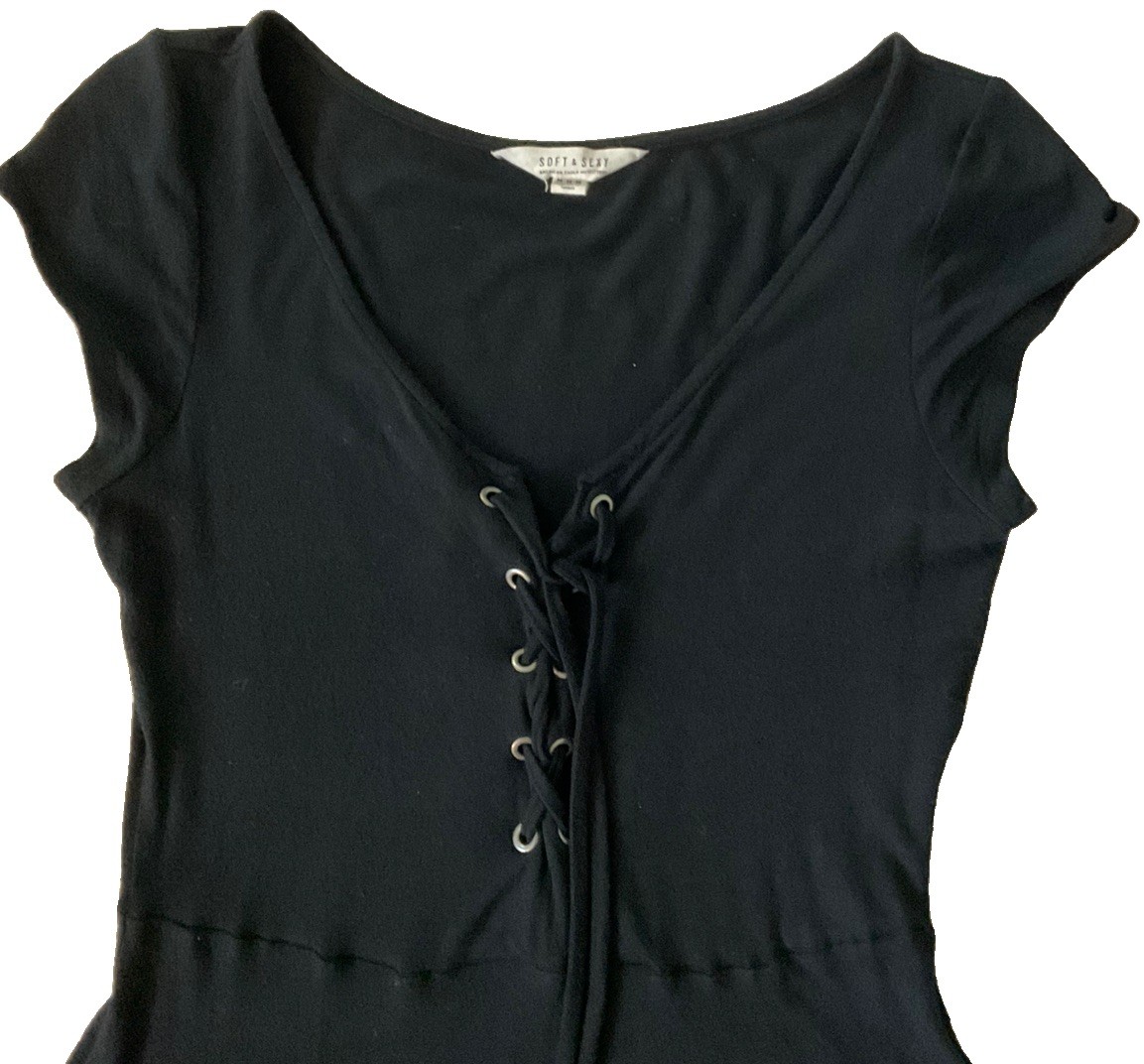 American Eagle Soft & Sexy Black Lace Up Front Cap Sleeves Mini Dress Women’s M