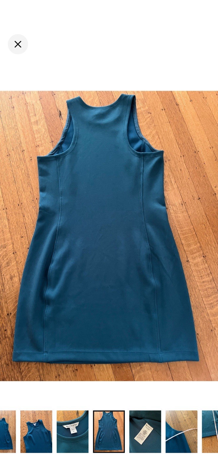 Athleta Blue Ribbed Knit Sheath Dress Knee Length Round Neck Sleeveless M