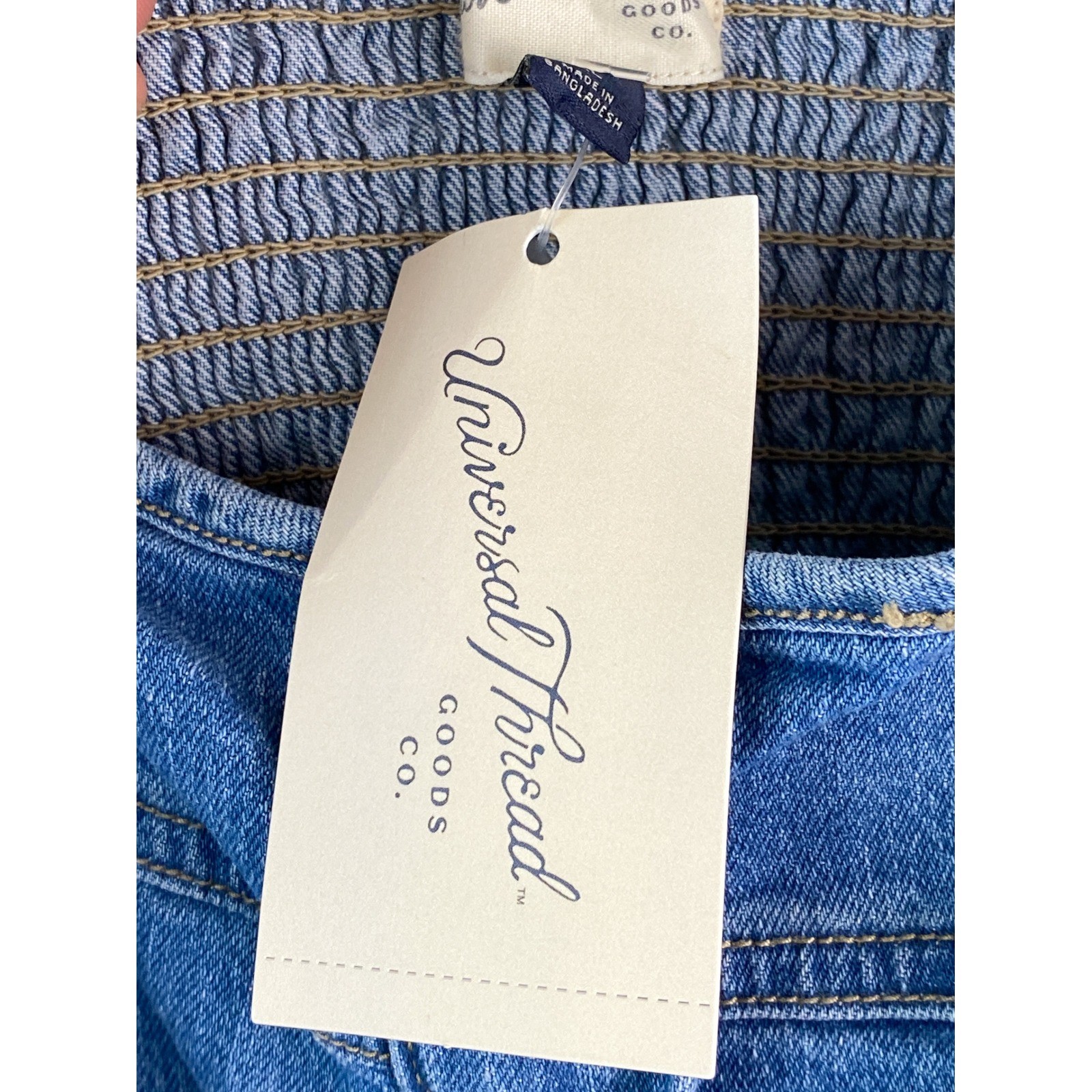 NWT Universal Thread Denim Button Front Mini Dress 10 Blue Cottagecore Western