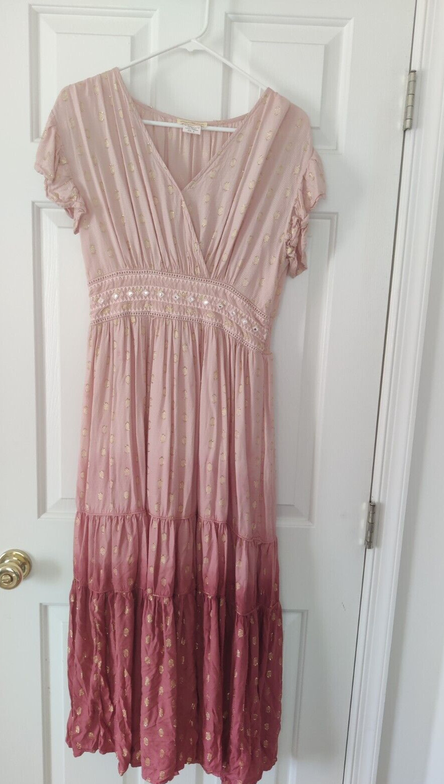 Sweet Magnolia Pink Ombre Tiered Dress Maxi Size Medium