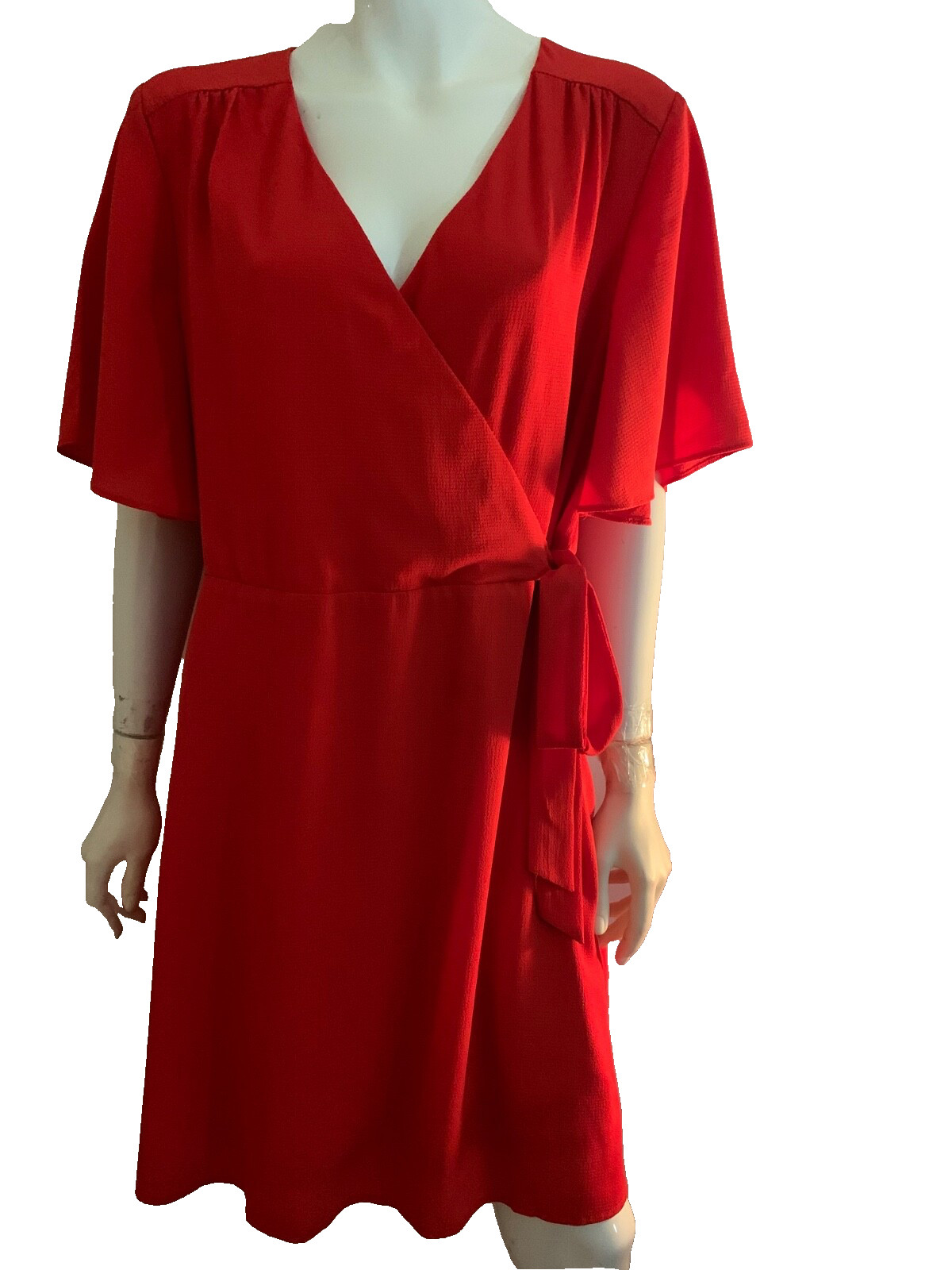 Time And True dress all seasons a line V neck red rover flare sleeves XL(16-18)